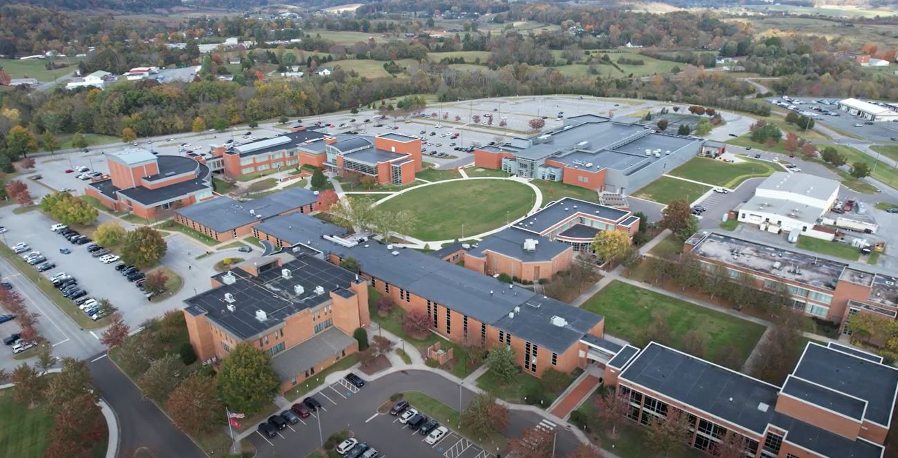 A drone image of Northeast State's Blountville campus.