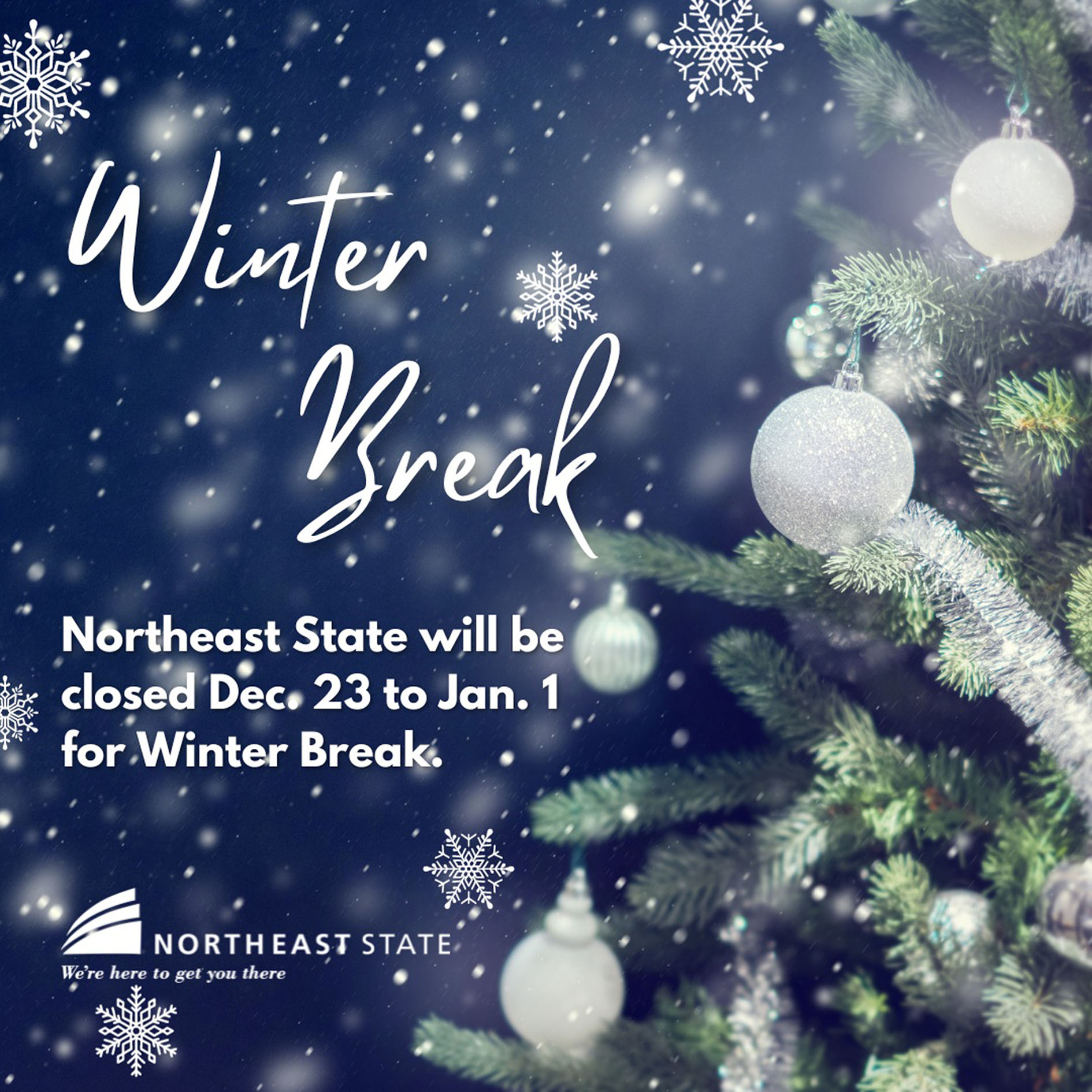 Winter break is set Dec. 23 to Jan. 1.
