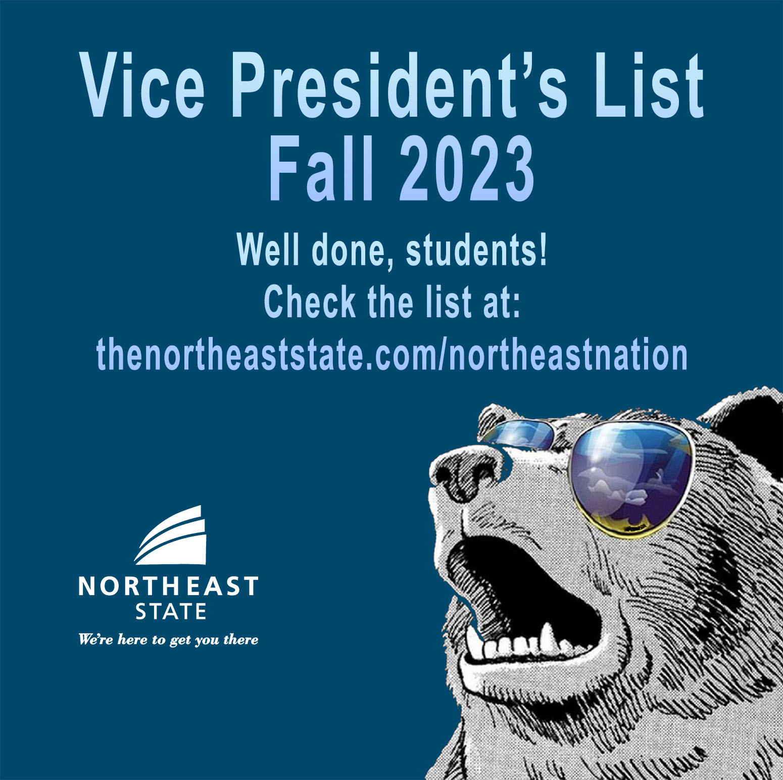 Vice president's list of students for fall 2023 semester.